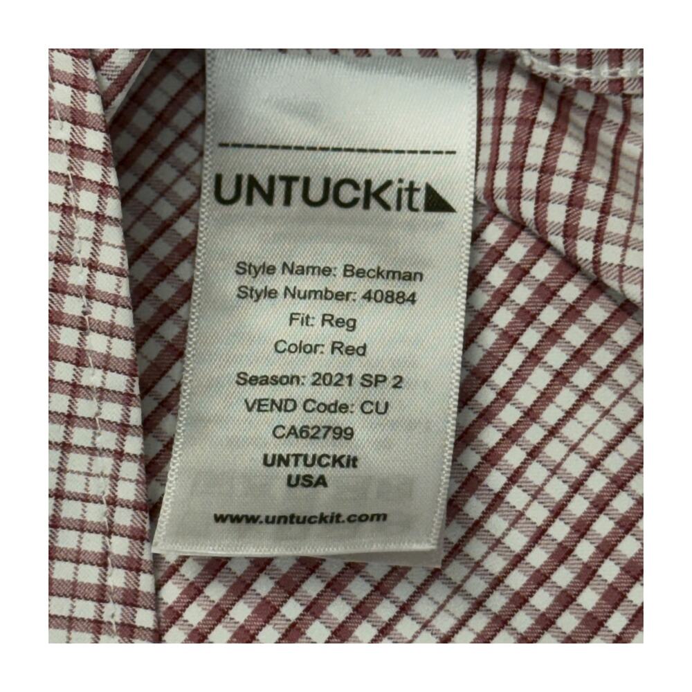 UNTUCKit Beckman Regular Fit Button Down Shirt 3XL Red Plaid - Picture 3 of 16
